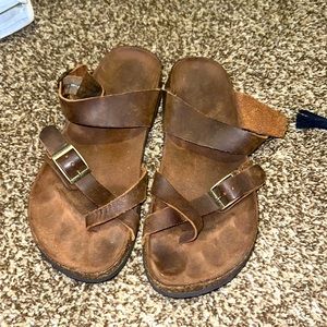 Dark brown knock off Birks. Never wear anymore. Size 8.